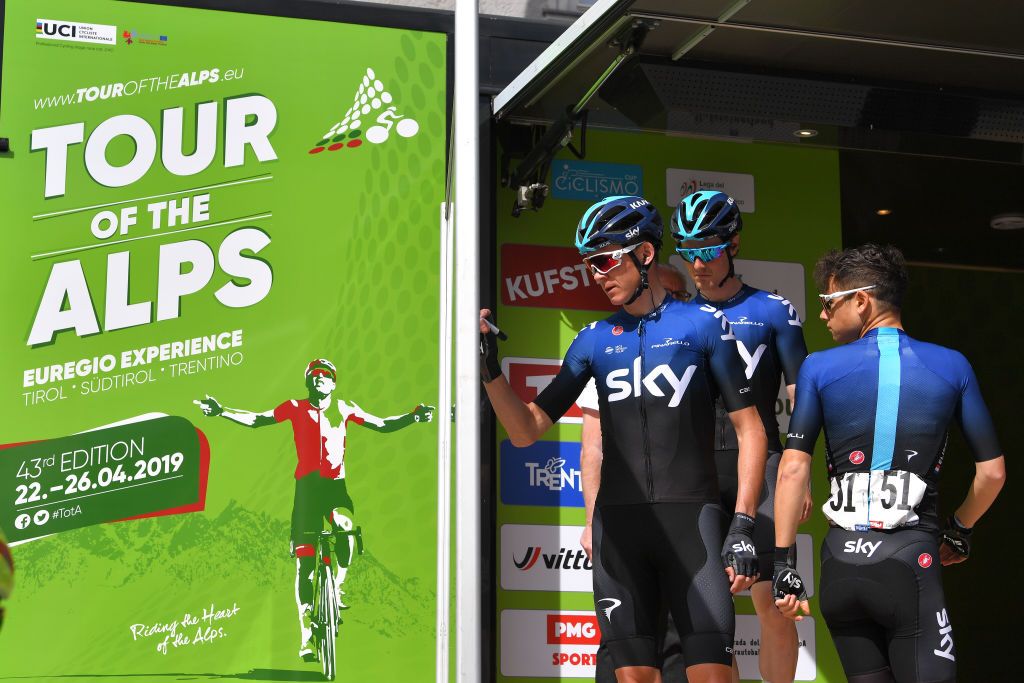 Chris Froome reports for duty at the Tour of the Alps.