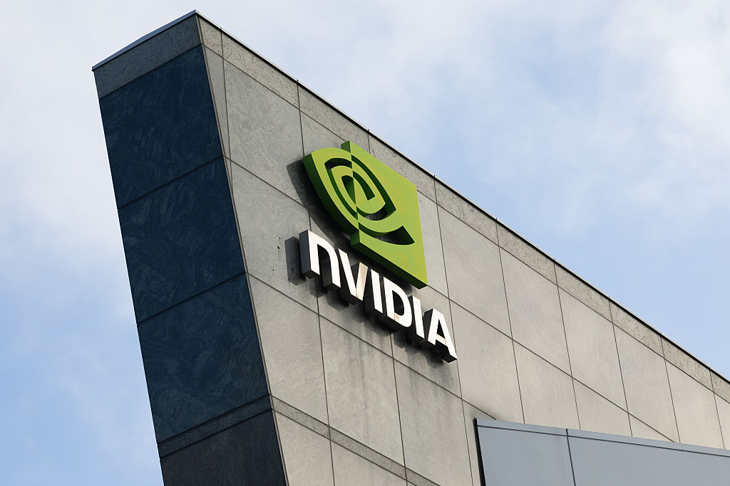 Nvidia's logo is displayed at their headquarters on August 26, 2026 in Santa Clara, California