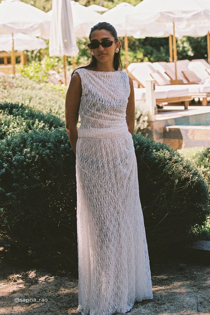 Lizzie White Layered Lace Skirt