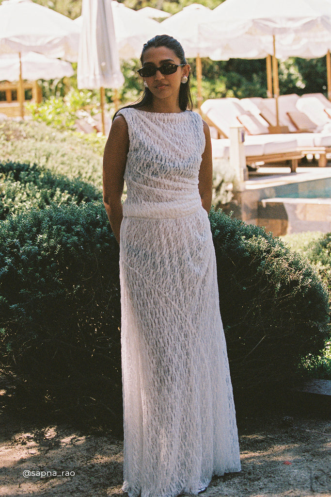 Lizzie White Layered Lace Skirt
