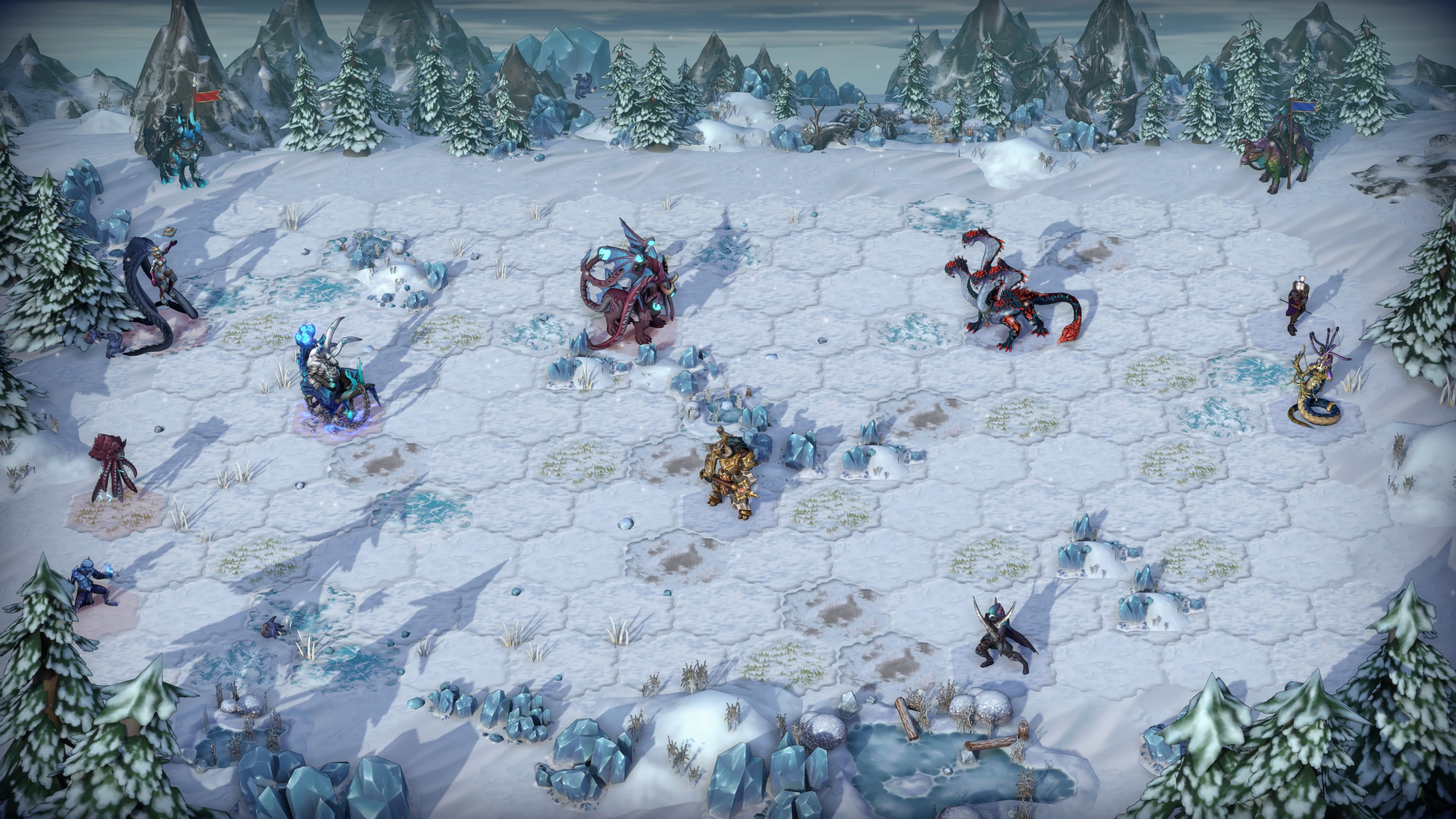 Heroes of Might and Magic: Olden Era big preview screenshots of expanded battlefield with extea hexes added in the demo update