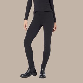 flat lay image of black leggings