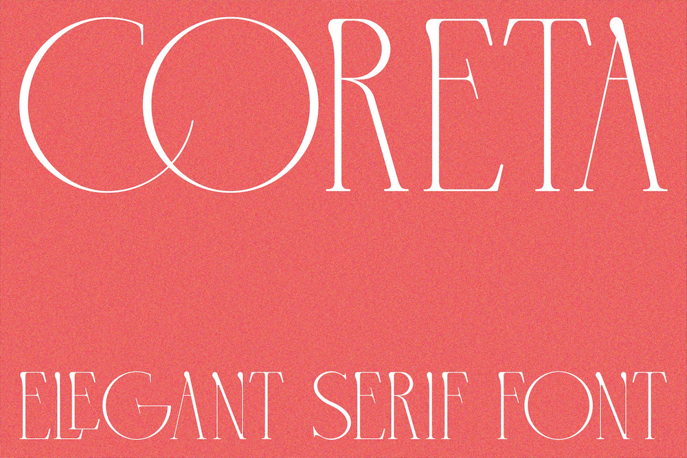 The Art Nouveau font Coreta type sample
