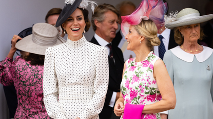 Catherine, Princess of Wales and Sophie, Duchess of Edinburgh during the Order Of The Garter Service at Windsor Castle on June 19, 2023 in Windsor, England