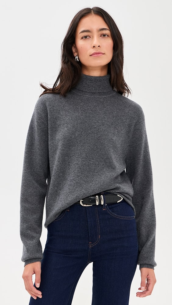 Oversized Turtleneck Sweater - M&amp;eacute;lange Grey