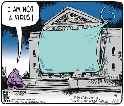 Political Cartoon U.S. Supreme Court Wisconsin Coronavirus voting rights voter suppression