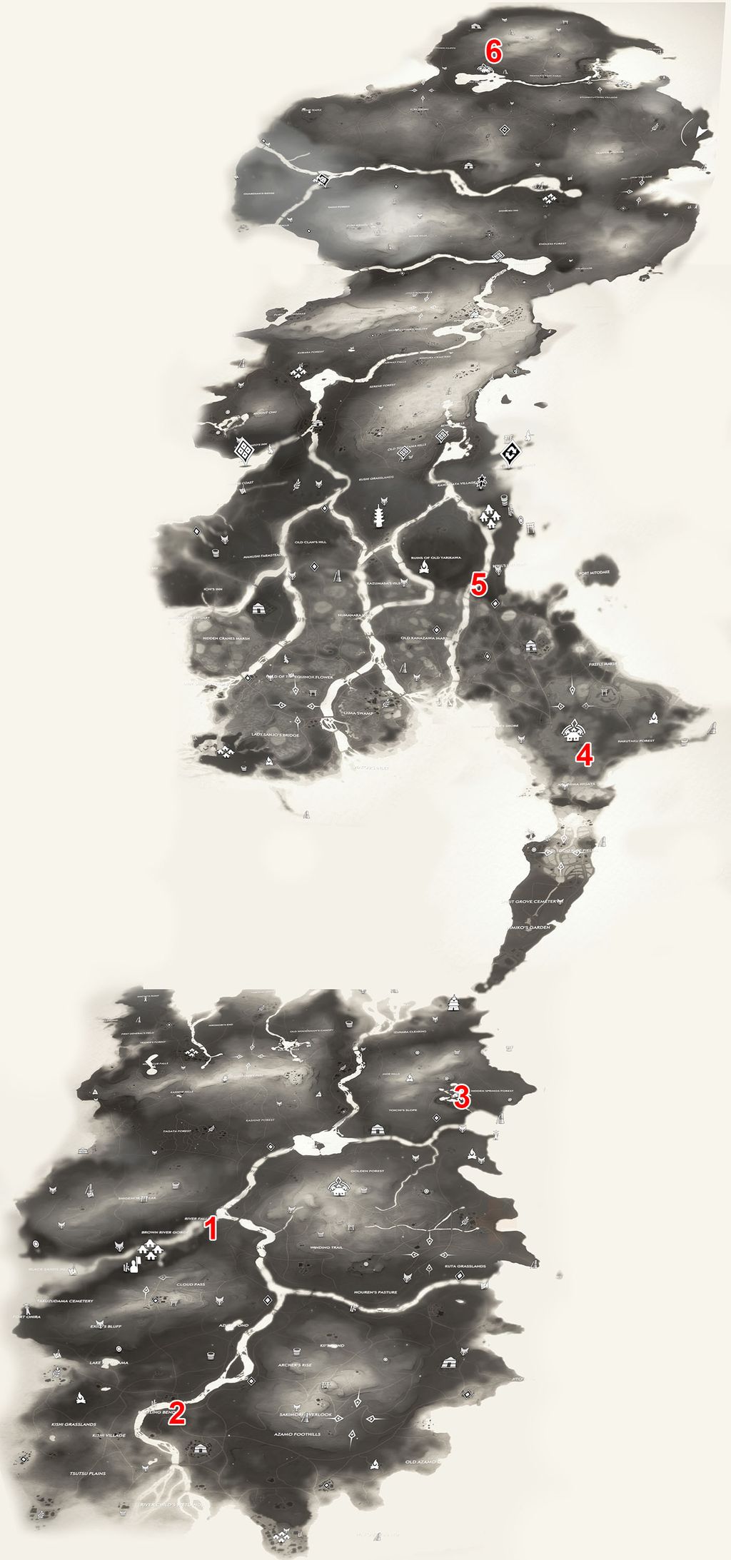 hot springs ghost of tsushima map