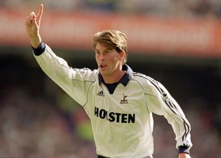 Darren Anderton celebrates a goal for Tottenham against Ipswich Town in 2000.