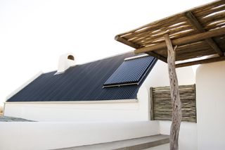 solar thermal panels on a rooftop