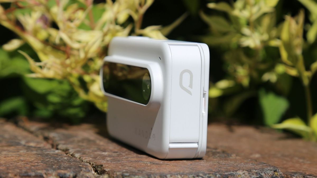The Kandao Qoocam Ego 3D sitting on a brick wall