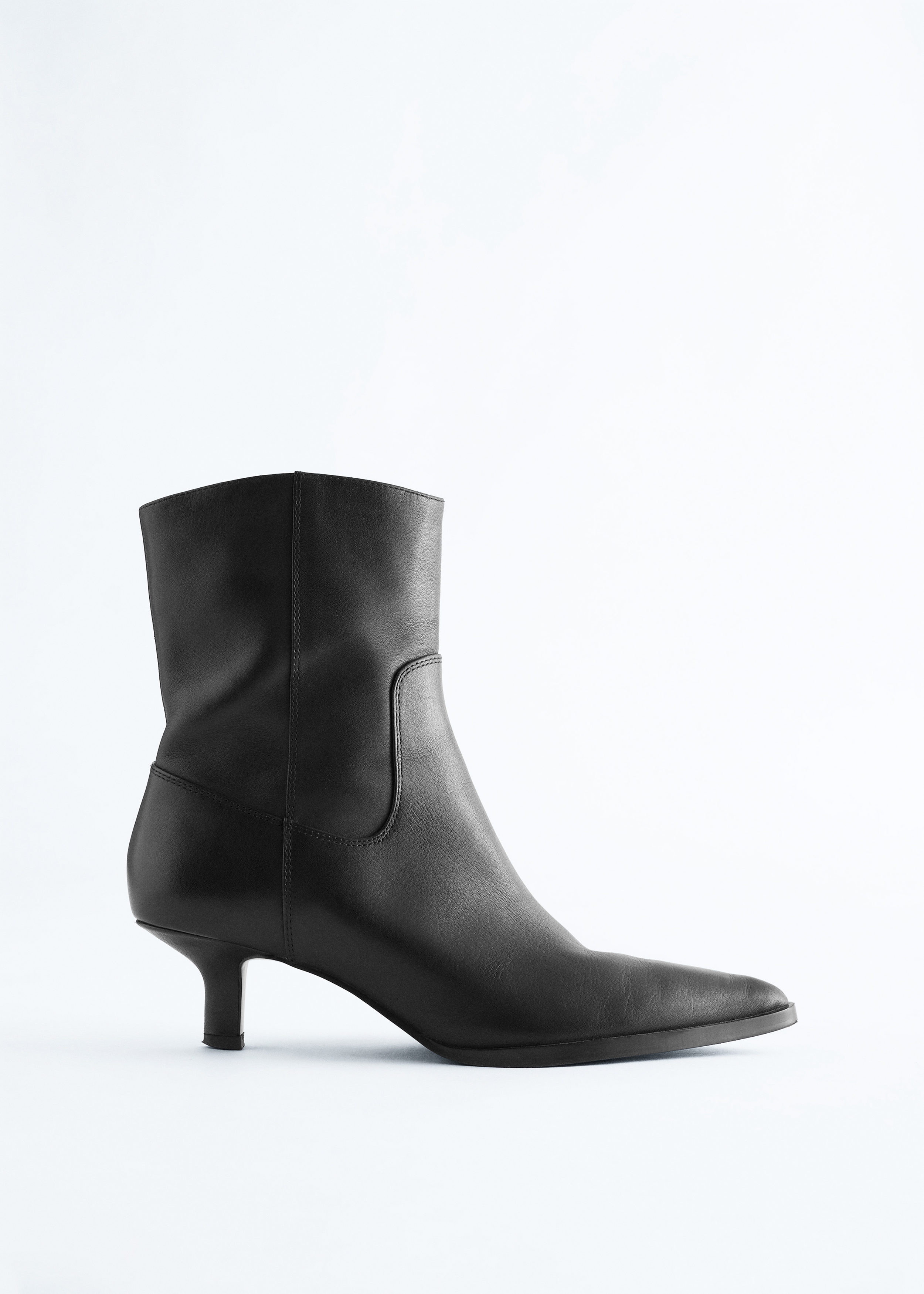Kitten Heel Leather Ankle Boots