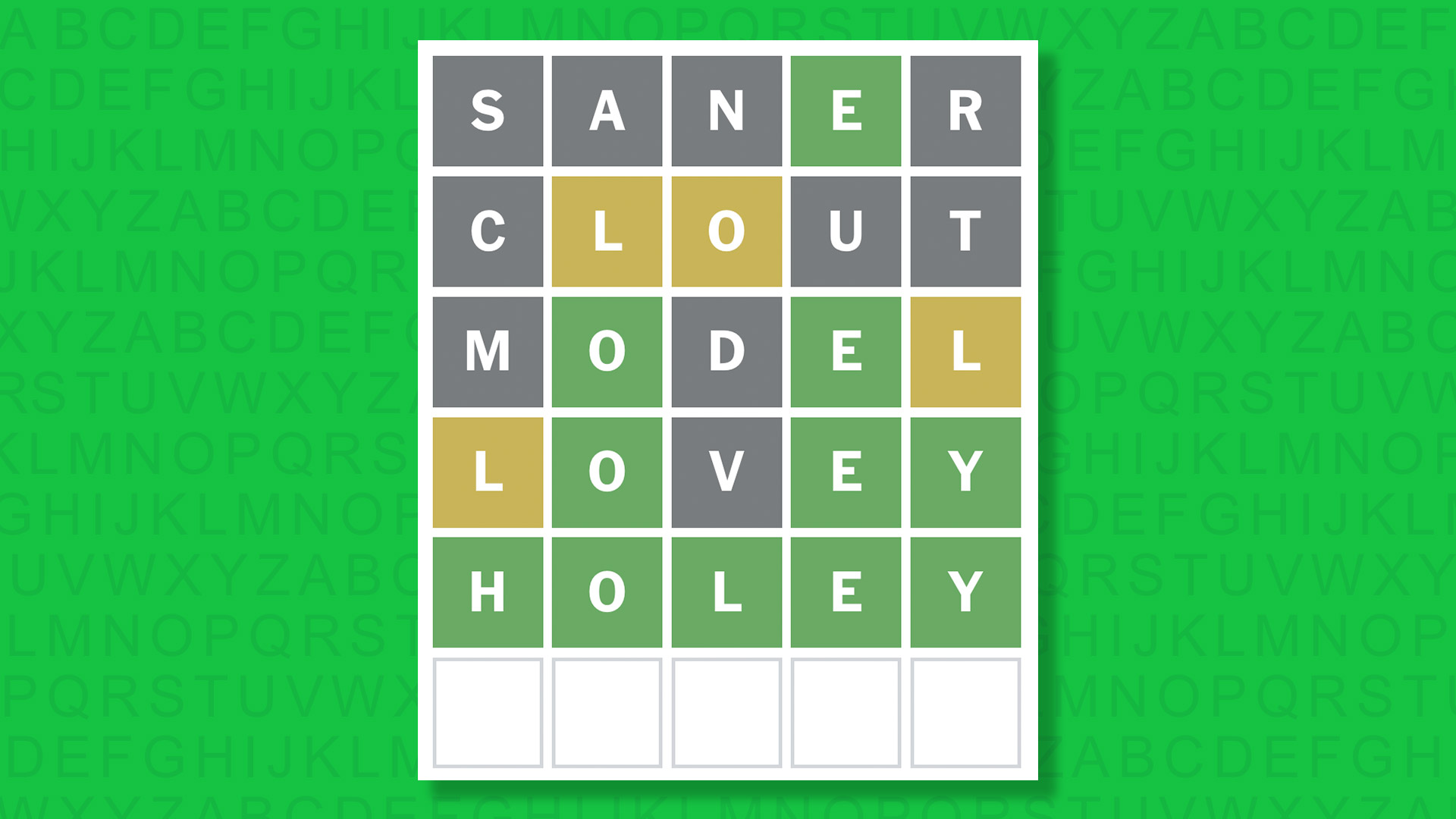 NYT Wordle answer for 1953 on a green background