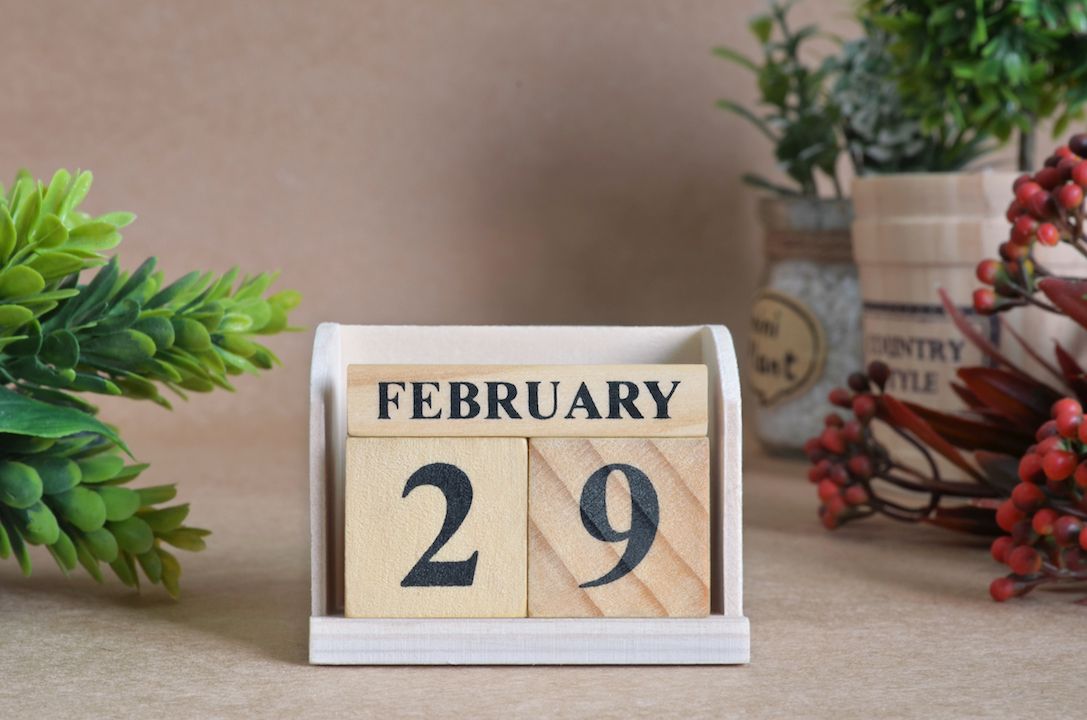 February 29 on a wooden calendar. 