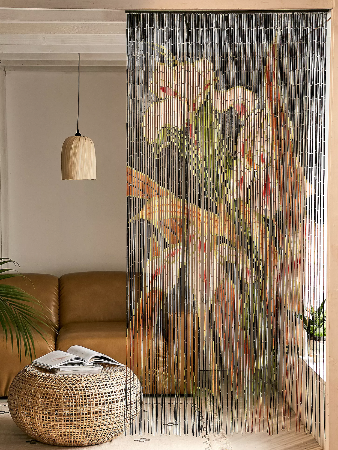 A colorful iris bamboo curtain from Urban Outfitters