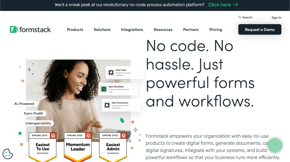 Formstack website screenshot (June 2025).