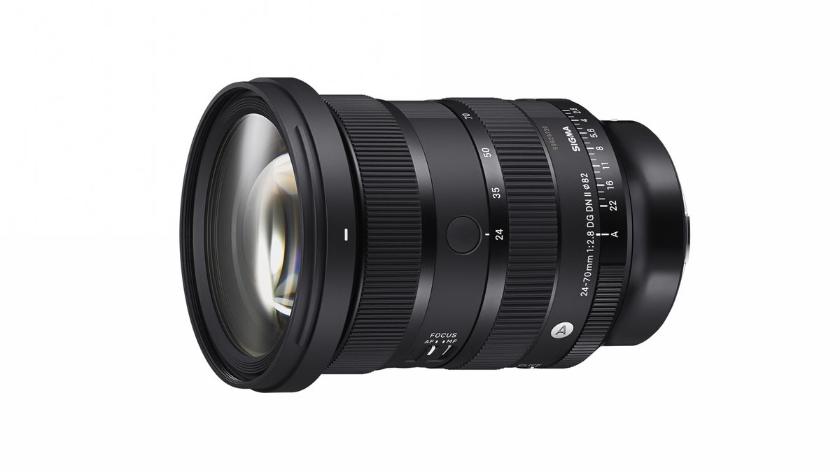 Sigma 24-70mm f/2.8 DG DN II lens against a white background