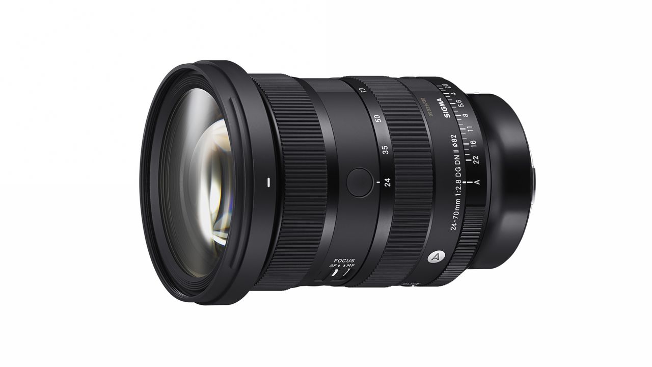 Sigma 24-70mm f/2.8 DG DN II lens against a white background