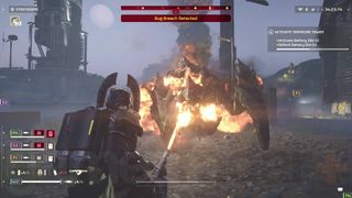 Helldivers 2 Charger on fire from flamethrower