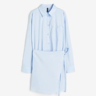 blue shirt wrap dress