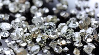 Many valuable diamonds, raw and cut, for further processing for the jewelry industry.