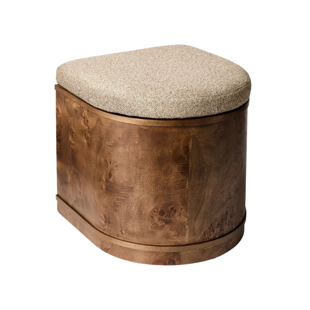 Burled Wood Upholstered Storage Ottoman Dark Brown - Threshold&amp;trade; Designed With Studio Mcgee