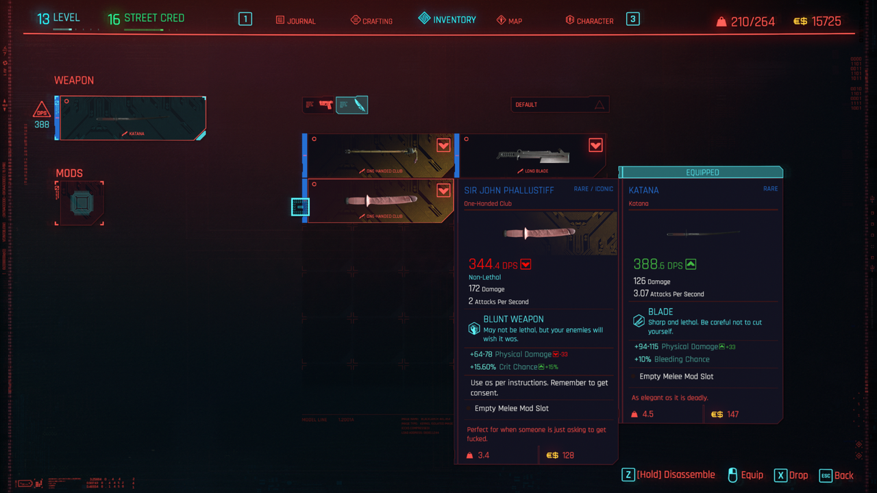 Cyberpunk 2077 Iconic items