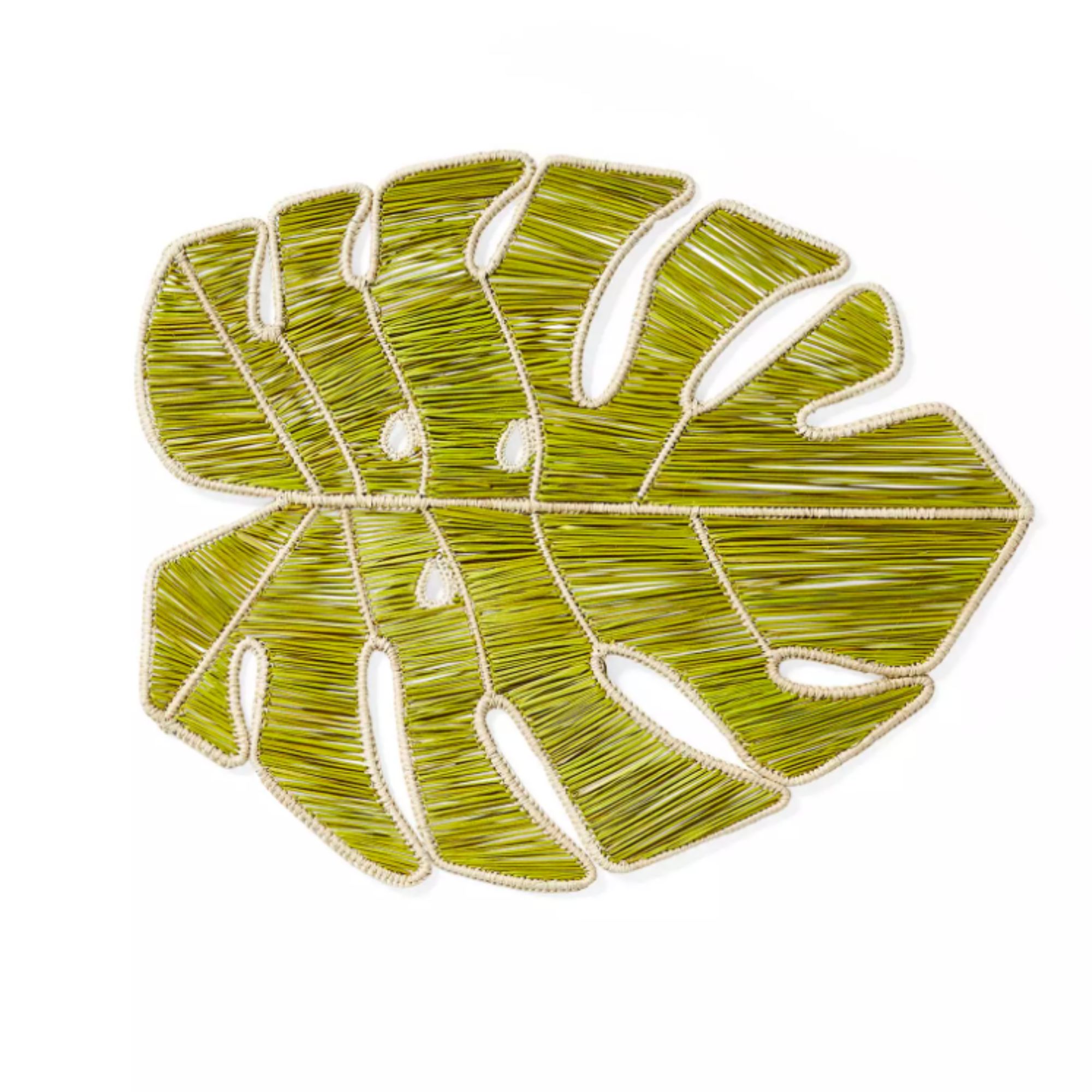 Monstera leaf shaped woven placemat
