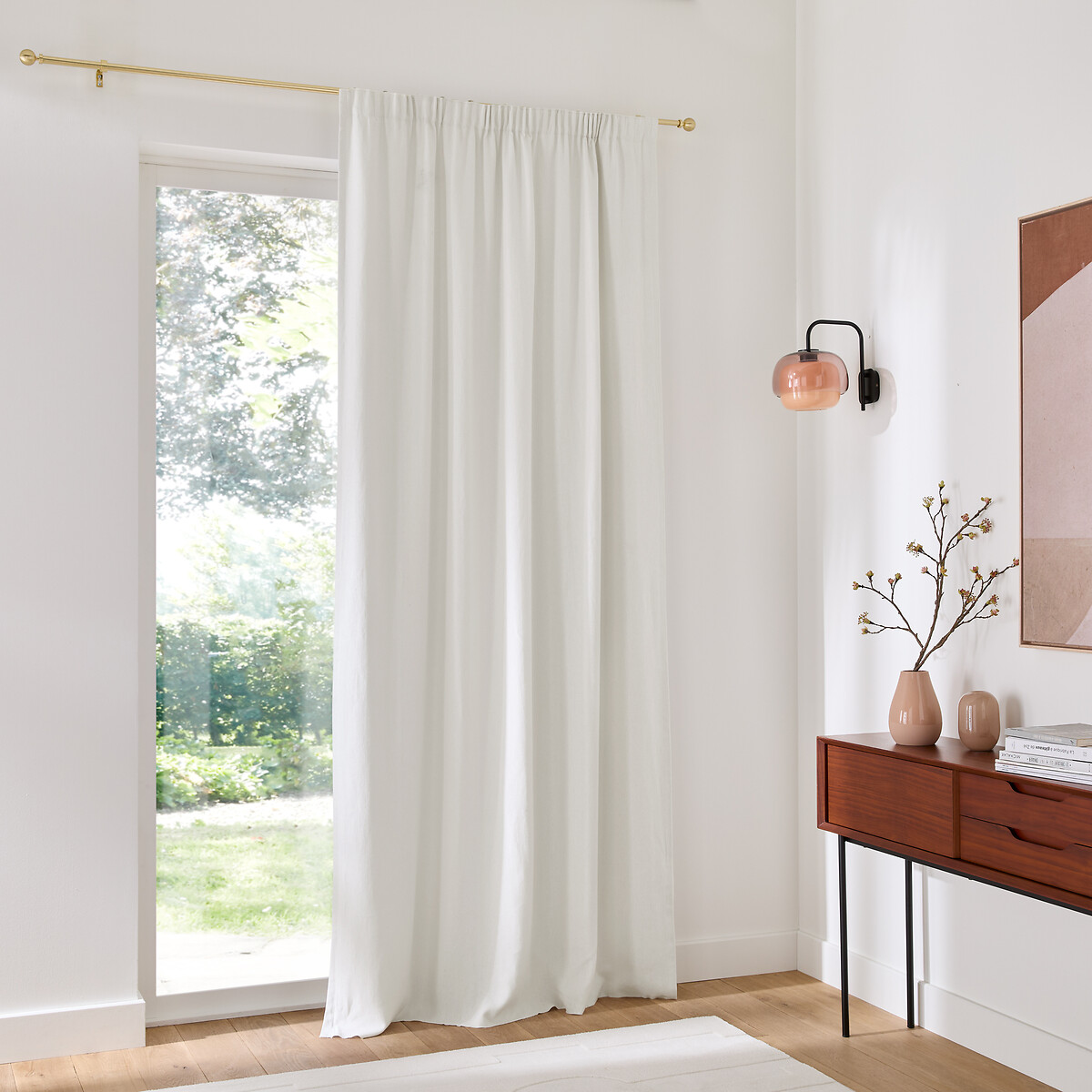 Coline Thermal Curtain in Linen With Gathered Braid