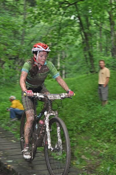 Vicki Barclay rides to third in the Mohican 100 women's 100-miler category.
