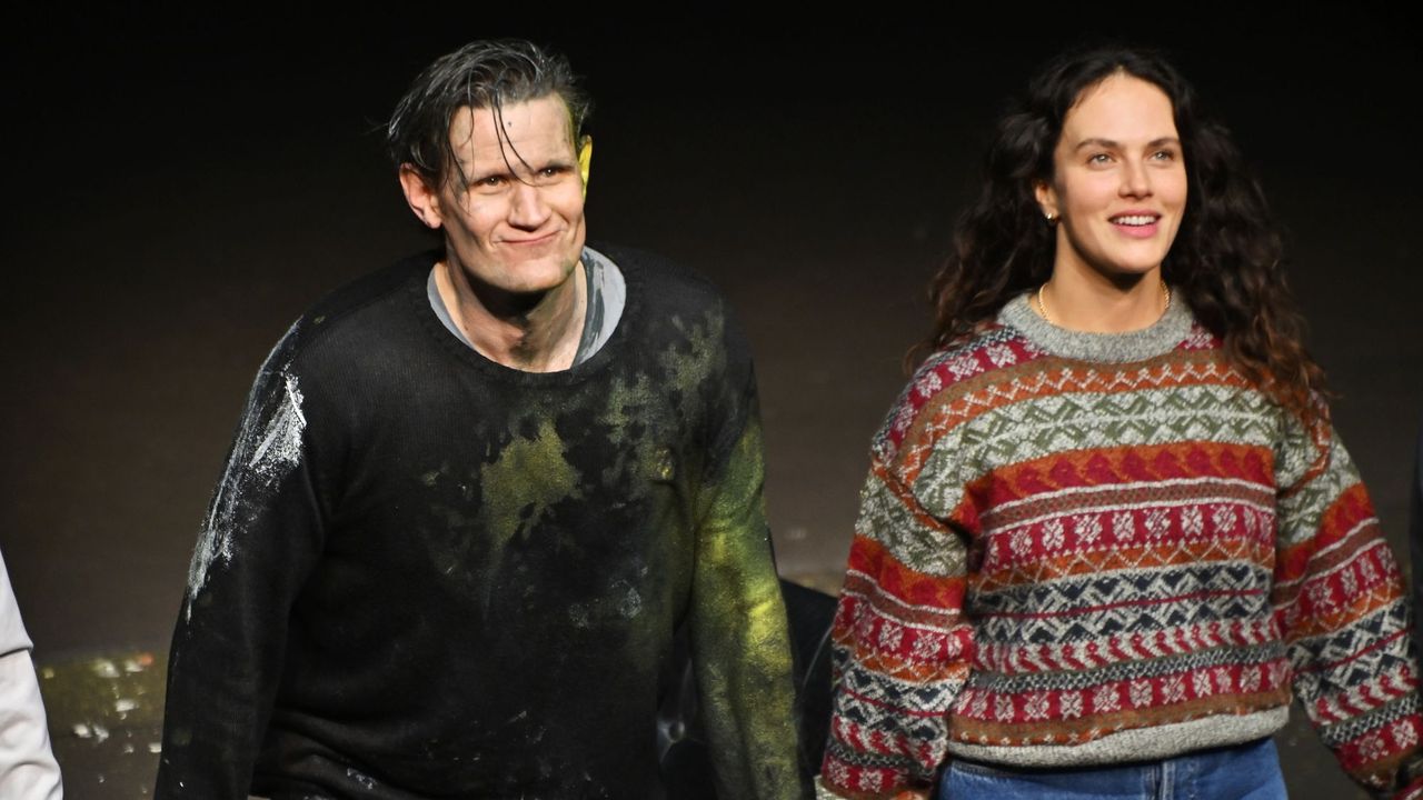 Matt Smith and Jessica Brown Findlay in a scene from Thomas Ostermeier&#039;s adaptation of Henrik Ibsen&#039;s &quot;An Enemy of the People&quot;