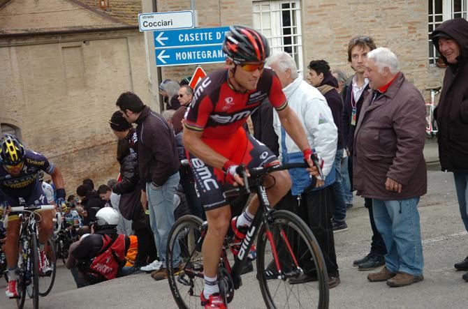 Thor Hushovd (BMC) powered up the hill