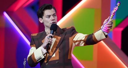  Harry Styles accepts his award for British Single during The BRIT Awards 2021 at The O2 Arena 