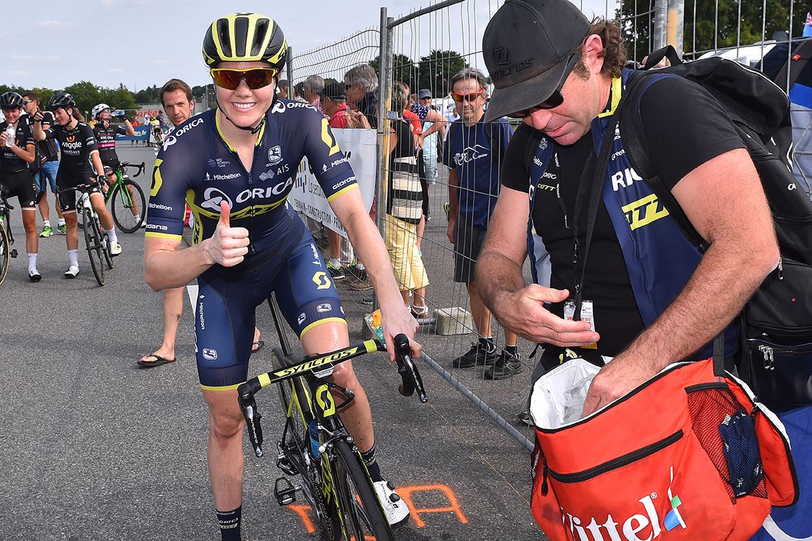 Sarah Roy after her third-place finish at the GP de Plouay