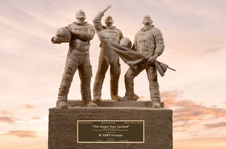 Rocket Mortgage has partnered with Kennedy Space Center Visitor Complex to install a new bronze statue of the Apollo 11 astronauts in honor of the moon landing mission's 50th anniversary.