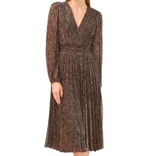 Halogen Metallic Plissé Dress