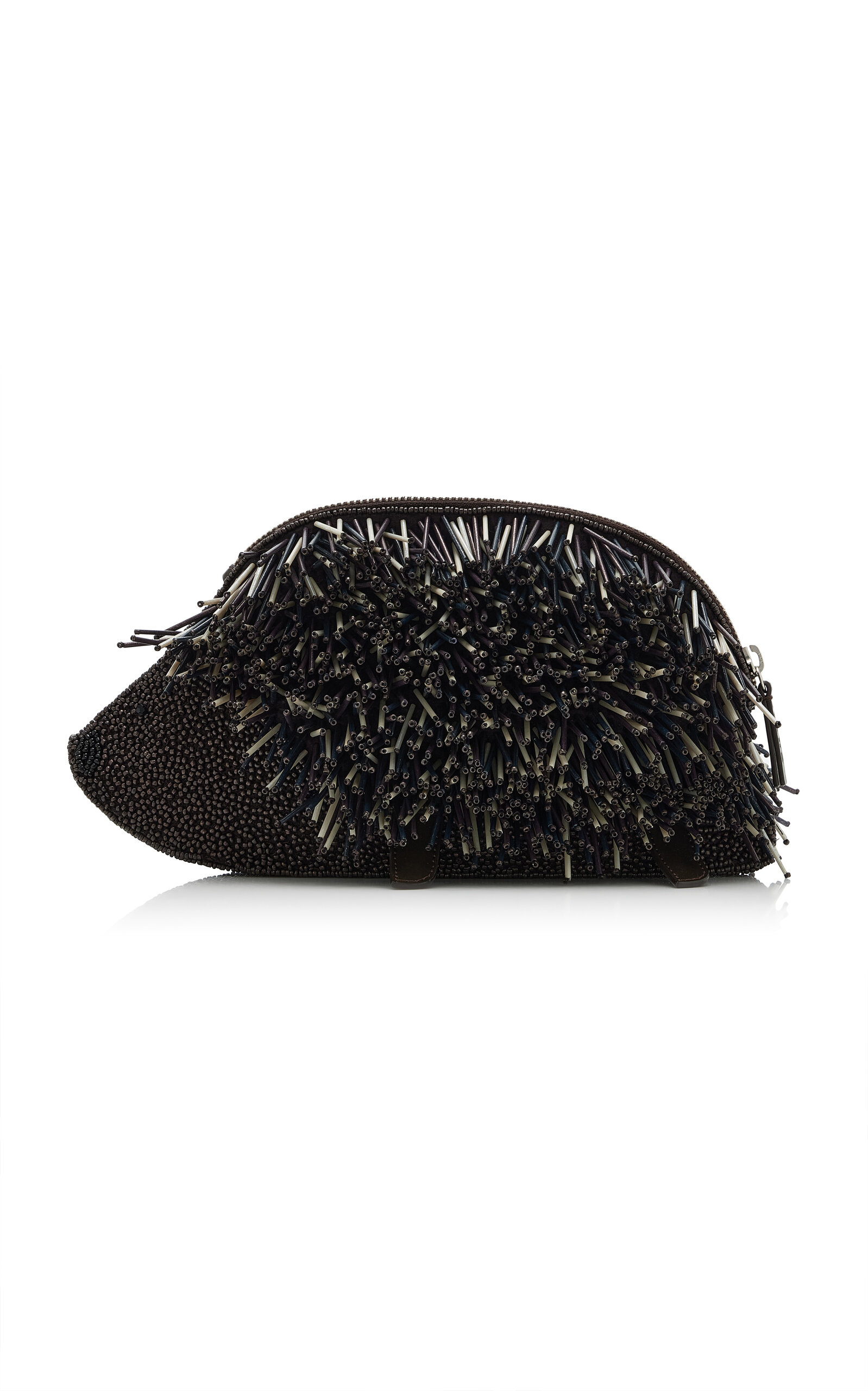 Porcupine Beaded Leather Clutch