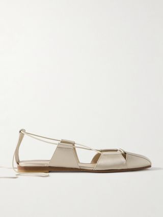 Greek Lace-Up Silk-Satin Ballet Flats