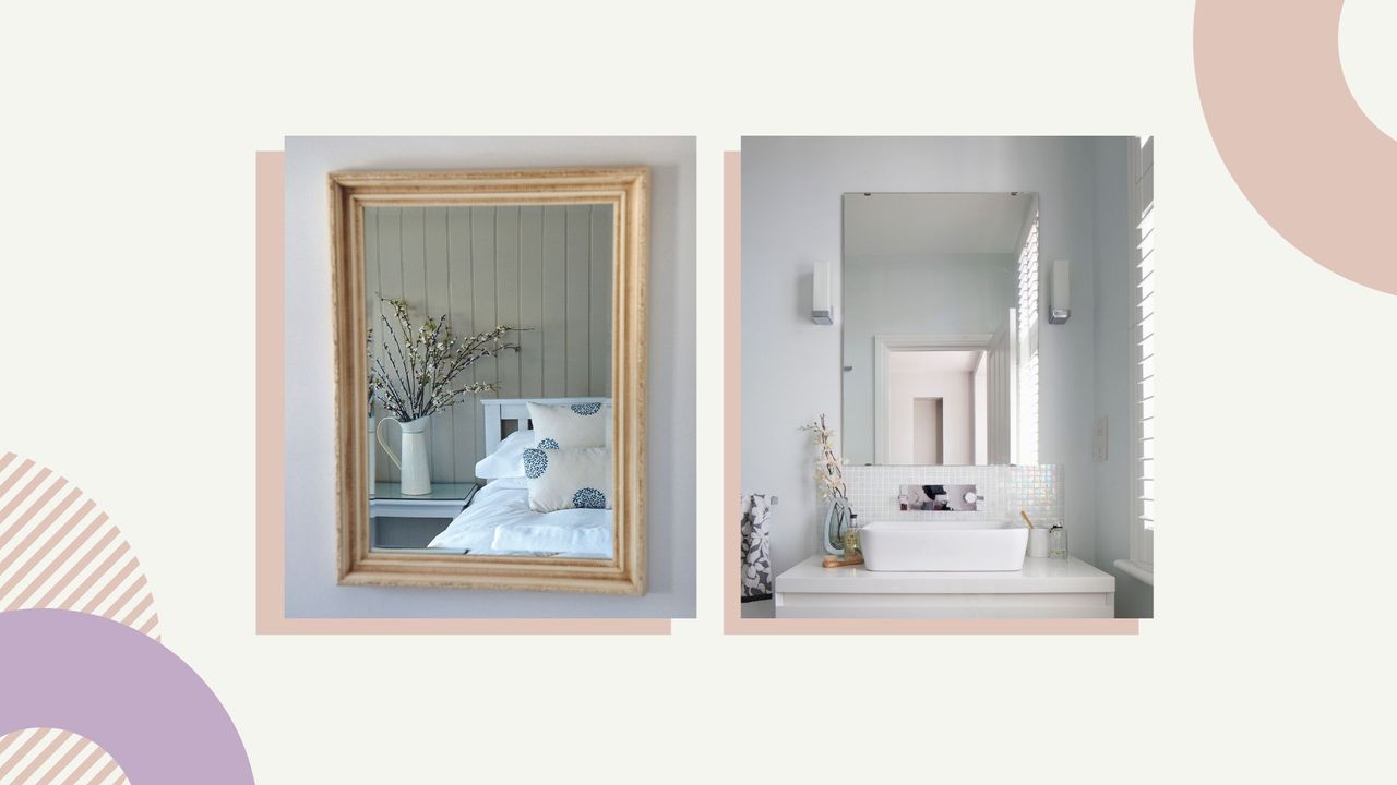 Compilation image of a bedroom and bathroom mirror to support a guide for how to clean a mirror for a streak-free finish