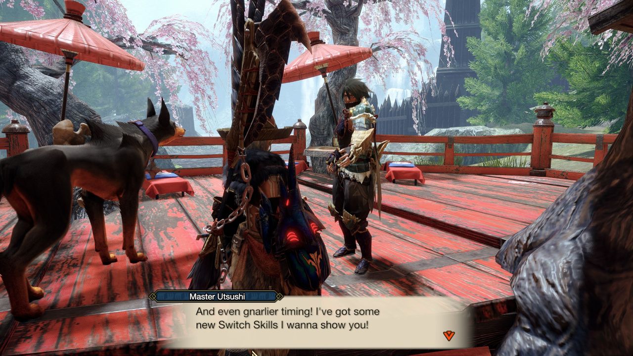 Monster Hunter Rise: Sunbreak switch skills being given by Utsushi