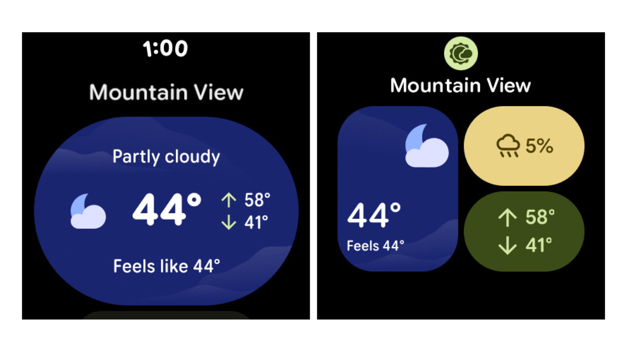 Pixel Weather app on Pixel Watch