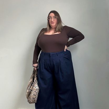 Sarah Chiwaya wearing dark wash denim