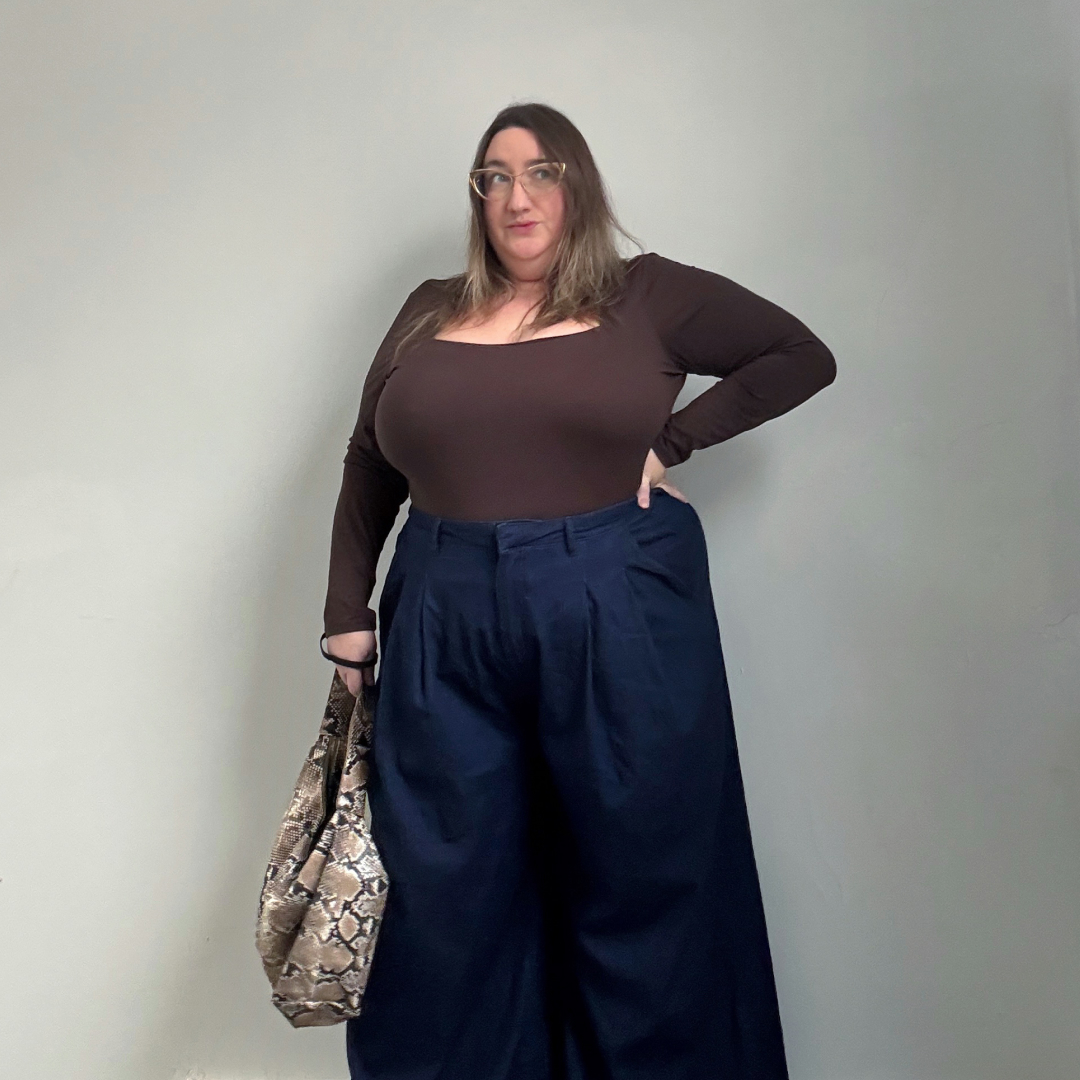 Sarah Chiwaya wearing dark wash denim