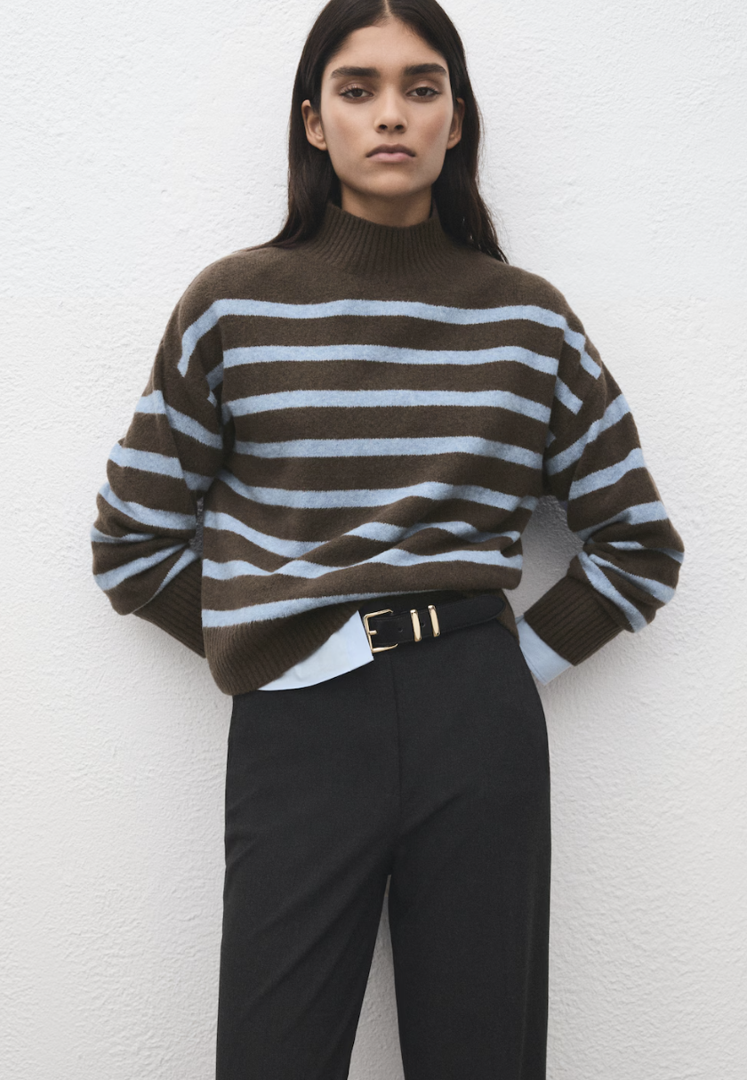 Oversized Striped Turtleneck Sweater