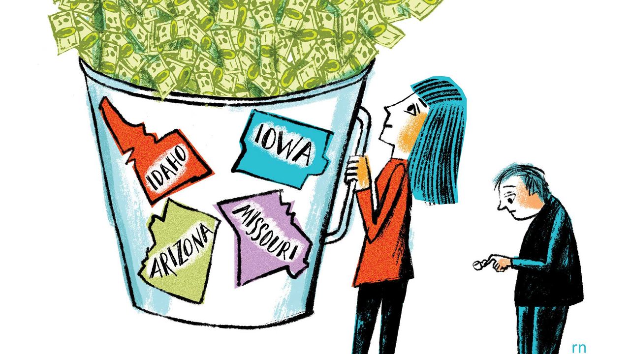 Illustration of states with tax surpluses