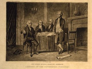 Leaders of the Continental Congress--John Adams, Morris, Hamilton, Jefferson.