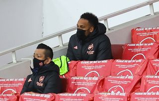 Aubameyang watched from the stands as Arsenal beat Tottenham last season.