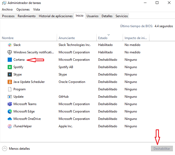 Deshabilitar Cortana del Inicio