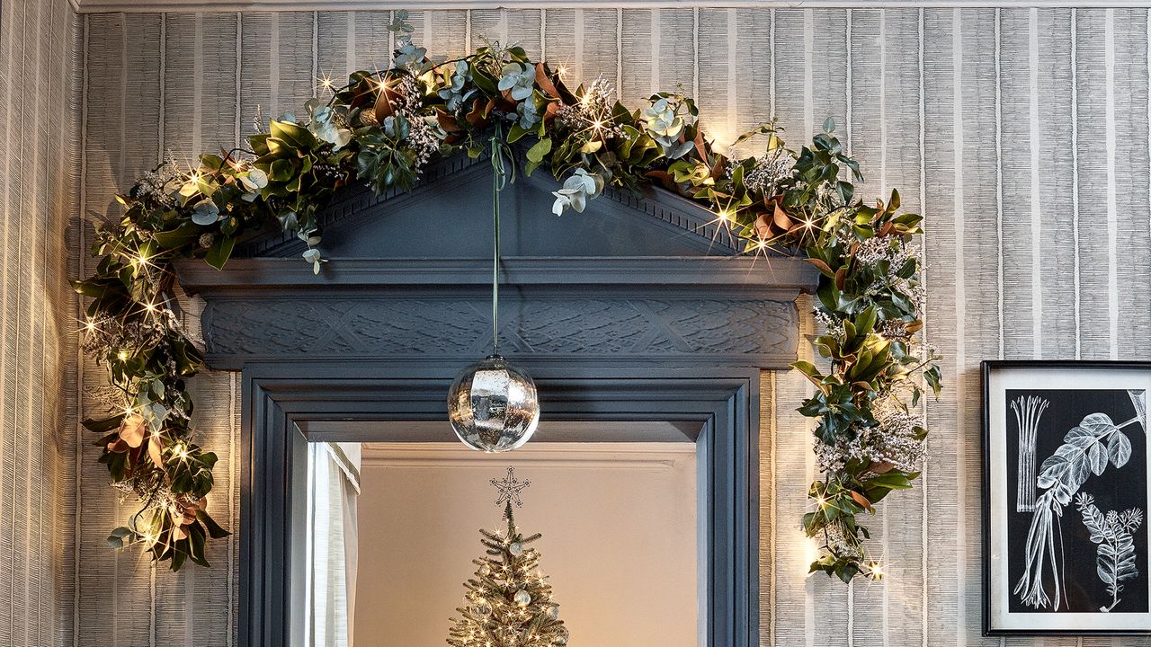 Christmas garland around interior doorway