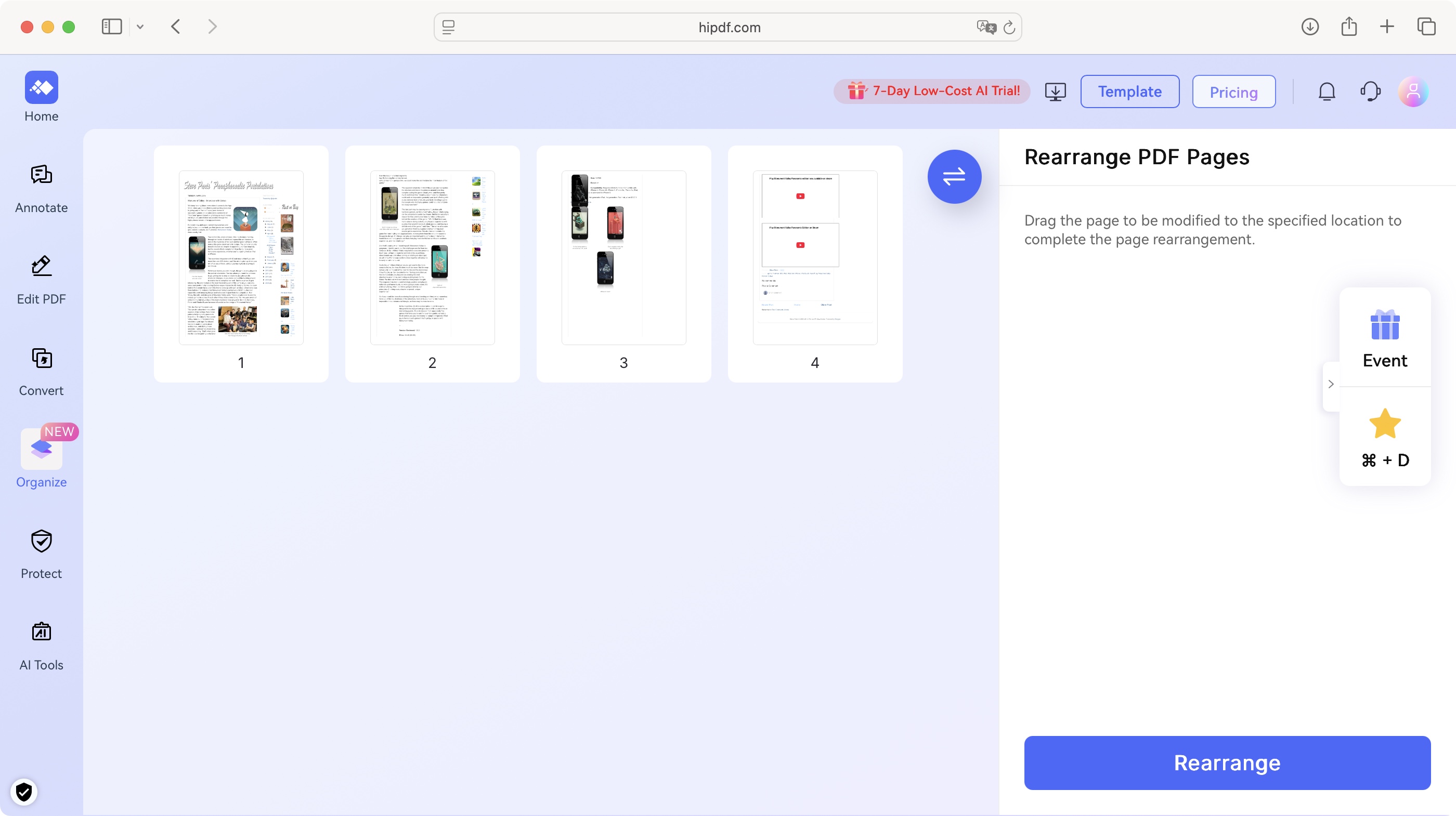 Wondershare HiPDF PDF editor during our review