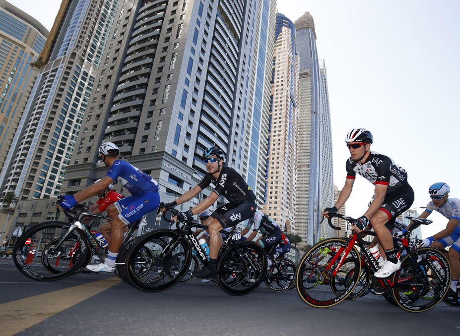 The start of stage 5 at the Dubai Tour